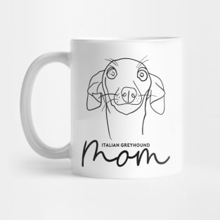 Italian Greyhound mom; with cute cartoon IGGY black line art. Mug